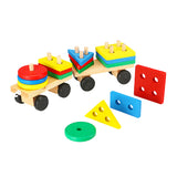 Train Truck Wooden Geometric Blocks Toys Kids Developmental Baby Educational Track Toys