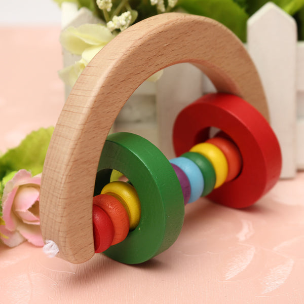 Baby Kid Wooden Handbell Musical Education Instrument Bell Rattle Toy