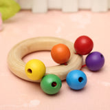 Baby Kid Wooden Handbell Musical Education Instrument Bell Rattle Toy