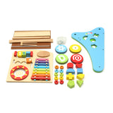 Wooden Baby Walkers 4 Wheel Toddler Kid Educational Colorful Music Toy Learn Walk