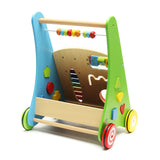 Wooden Baby Walkers 4 Wheel Toddler Kid Educational Colorful Music Toy Learn Walk