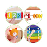 Wooden Baby Walkers 4 Wheel Toddler Kid Educational Colorful Music Toy Learn Walk