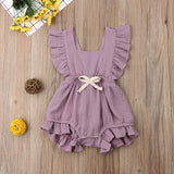 2019 6 Color Cute Baby Girl Ruffle Solid Color Romper Jumpsuit Outfits Sunsuit for Newborn Infant Children Clothes Kid Clothing