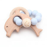 Wooden Teether Baby Bracelet Animal Shaped Jewelry Teething For Organic Wood Silicone Beads Baby Rattle Stroller Accessories Toy