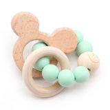 Wooden Teether Baby Bracelet Animal Shaped Jewelry Teething For Organic Wood Silicone Beads Baby Rattle Stroller Accessories Toy