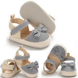 2019 Children Summer Shoes Newborn Infant Baby Girl Boy Soft Crib Shoes Infants Anti-slip Sneaker Striped Bow Prewalker 0-18M