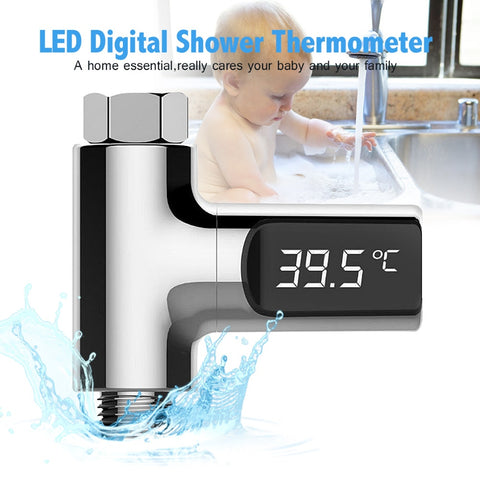 LW-101 LED Display Home Water Shower Thermometer Flow Self-Generating Electricity Water Temperture Meter Monitor For Baby Care