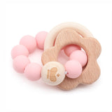 Wooden Teether Baby Bracelet Animal Shaped Jewelry Teething For Organic Wood Silicone Beads Baby Rattle Stroller Accessories Toy