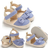 2019 Children Summer Shoes Newborn Infant Baby Girl Boy Soft Crib Shoes Infants Anti-slip Sneaker Striped Bow Prewalker 0-18M