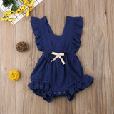 2019 6 Color Cute Baby Girl Ruffle Solid Color Romper Jumpsuit Outfits Sunsuit for Newborn Infant Children Clothes Kid Clothing