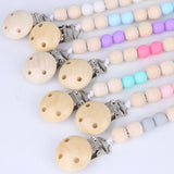 Wood Pacifier Clip Wooden Bead Dummy Clip Holder Cute Pacifier Clips Soother Chains Baby Teething Toy for Baby