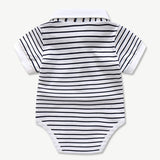 Newborn Baby Clothing Set for Boys Summer Suit Set Hat+Striped Romper+Blue Overall Suit Casual Children Boy Clothes Outfit 