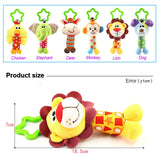 Hanging Plush Baby Toy Rattle Lovely Cartoon Animal Bell Newborn Stroller Accessories Baby Toys 6 Style Lion Deer Elephant