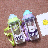 430ml Cute Baby bottle Infant Newborn Children Learn Feeding Drinking Handle Bottle Kids Straw Juice Water Bottles Training Cup