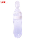 Useful Safety Silicone Baby Bottle With Spoon Food Supplement  Rice Paste Feeding Bottles  Convenient and practical 240ML