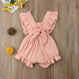 2019 6 Color Cute Baby Girl Ruffle Solid Color Romper Jumpsuit Outfits Sunsuit for Newborn Infant Children Clothes Kid Clothing