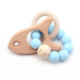 Wooden Teether Baby Bracelet Animal Shaped Jewelry Teething For Organic Wood Silicone Beads Baby Rattle Stroller Accessories Toy