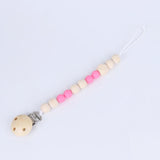 Wood Pacifier Clip Wooden Bead Dummy Clip Holder Cute Pacifier Clips Soother Chains Baby Teething Toy for Baby