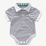 Newborn Baby Clothing Set for Boys Summer Suit Set Hat+Striped Romper+Blue Overall Suit Casual Children Boy Clothes Outfit 