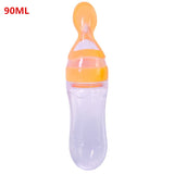 Useful Safety Silicone Baby Bottle With Spoon Food Supplement  Rice Paste Feeding Bottles  Convenient and practical 240ML