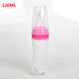 Useful Safety Silicone Baby Bottle With Spoon Food Supplement  Rice Paste Feeding Bottles  Convenient and practical 240ML