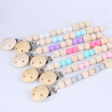 Wood Pacifier Clip Wooden Bead Dummy Clip Holder Cute Pacifier Clips Soother Chains Baby Teething Toy for Baby