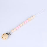 Wood Pacifier Clip Wooden Bead Dummy Clip Holder Cute Pacifier Clips Soother Chains Baby Teething Toy for Baby