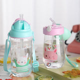 430ml Cute Baby bottle Infant Newborn Children Learn Feeding Drinking Handle Bottle Kids Straw Juice Water Bottles Training Cup