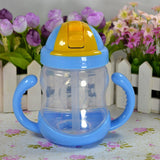 5 Color 280ml Baby Bottle Kids Cup Silicone Sippy Children Training Cups Cute Baby Drinking Water Straw Handle Feeding Bottle