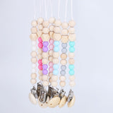 Wood Pacifier Clip Wooden Bead Dummy Clip Holder Cute Pacifier Clips Soother Chains Baby Teething Toy for Baby