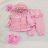 3 Pcs cute newborn baby girl clothes set 1st birthday 2017 new style baby clothing baby hat shoes headband lace 0 baby suit 12