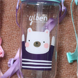 430ml Cute Baby bottle Infant Newborn Children Learn Feeding Drinking Handle Bottle Kids Straw Juice Water Bottles Training Cup