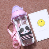 430ml Cute Baby bottle Infant Newborn Children Learn Feeding Drinking Handle Bottle Kids Straw Juice Water Bottles Training Cup