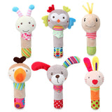 Baby Rattle Mobiles Cute Baby Toys Different Cartoon Animal BB Stick Hand Bell Rattle Soft Toddler Plush Toys for 0-12 Months