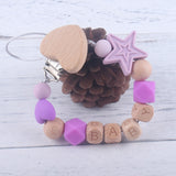 Personalized Name Handmade Beech Wooden Letter Baby Dummy Chain Love Heart Pacifier Clips Eco-friendly Teething Chain