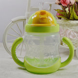 5 Color 280ml Baby Bottle Kids Cup Silicone Sippy Children Training Cups Cute Baby Drinking Water Straw Handle Feeding Bottle