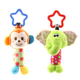 Hanging Plush Baby Toy Rattle Lovely Cartoon Animal Bell Newborn Stroller Accessories Baby Toys 6 Style Lion Deer Elephant
