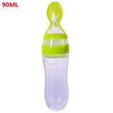 Useful Safety Silicone Baby Bottle With Spoon Food Supplement  Rice Paste Feeding Bottles  Convenient and practical 240ML