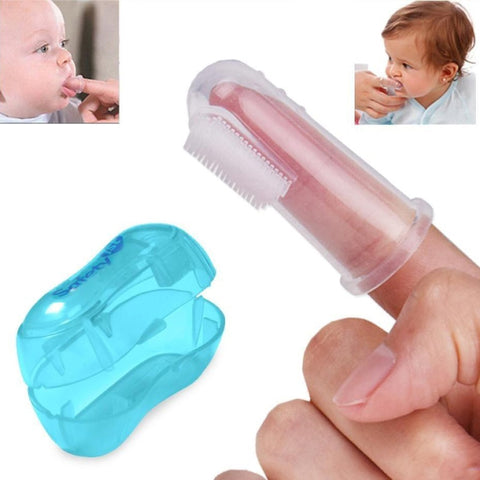 Cute Baby Finger Toothbrush With Box Children Teeth Clear Massage Soft Silicone Infant Rubber Cleaning Brush Massager Set boy