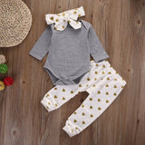 3pcs!! 2019 New Autumn Baby Girl Clothes Set Cotton T-shirt+pants+Headband 3pcs Infant Clothes Newborn Baby Girl Clothing Sets