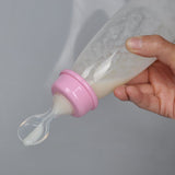 Useful Safety Silicone Baby Bottle With Spoon Food Supplement  Rice Paste Feeding Bottles  Convenient and practical 240ML