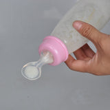 Useful Safety Silicone Baby Bottle With Spoon Food Supplement  Rice Paste Feeding Bottles  Convenient and practical 240ML