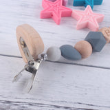 Personalized Name Handmade Beech Wooden Letter Baby Dummy Chain Love Heart Pacifier Clips Eco-friendly Teething Chain