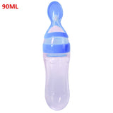 Useful Safety Silicone Baby Bottle With Spoon Food Supplement  Rice Paste Feeding Bottles  Convenient and practical 240ML