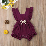 2019 6 Color Cute Baby Girl Ruffle Solid Color Romper Jumpsuit Outfits Sunsuit for Newborn Infant Children Clothes Kid Clothing