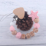 Personalized Name Handmade Beech Wooden Letter Baby Dummy Chain Love Heart Pacifier Clips Eco-friendly Teething Chain