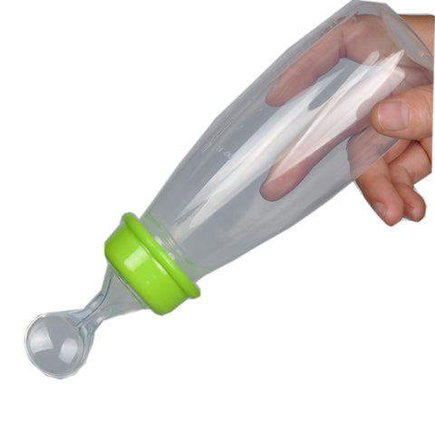 Useful Safety Silicone Baby Bottle With Spoon Food Supplement  Rice Paste Feeding Bottles  Convenient and practical 240ML