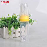 Useful Safety Silicone Baby Bottle With Spoon Food Supplement  Rice Paste Feeding Bottles  Convenient and practical 240ML