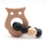 Wooden Teether Baby Bracelet Animal Shaped Jewelry Teething For Organic Wood Silicone Beads Baby Rattle Stroller Accessories Toy