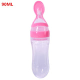 Useful Safety Silicone Baby Bottle With Spoon Food Supplement  Rice Paste Feeding Bottles  Convenient and practical 240ML